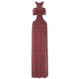 Misa Los Angeles Lyra Mauve Sleeveless Cutout Maxi Ruched Button Body Con XL